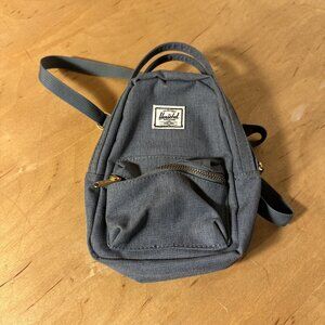 Herschel Nova Mini Backpack Denim Blue with red striped interior great condition